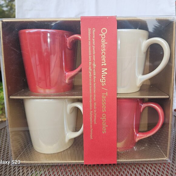 Starbucks Opalescent Mug Set of 4 New In Original Box, Pearl Red and Pearl White - Picture 1 of 8